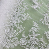 Beaded Lace Fabric Embroidered on Polyester Net Mesh