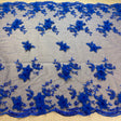 Beaded Double Sided 3D Floral Lace Trimming Embroidered On 100 Percent Polyester Net Mesh Fabric - 3D Floral Beaded Lace Trim, 21" Width (1 Yard)