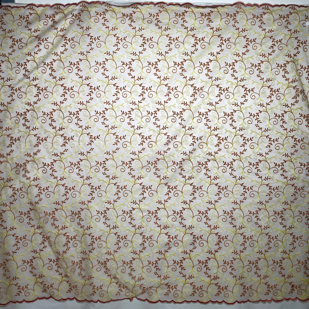 Embroidered Lace Polyester Fabric - Floral Mesh, 52" Width (1 Yard)