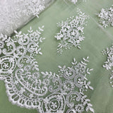 Corded Bridal Lace Fabric Embroidered Mesh