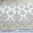 Embroidered Corded Bridal Lace Gold