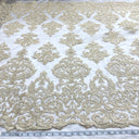 Embroidered Corded Bridal Lace Gold