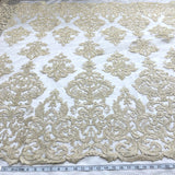 Embroidered Corded Bridal Lace Gold
