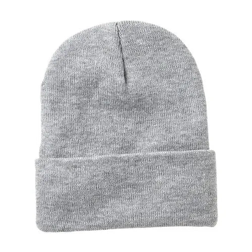 Beanies Acrylic Fabric - Athletic Grey, 3-Inch Folding Cuff (1 Piece)