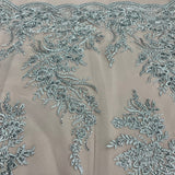 Beaded Corded Bridal Lace Fabric