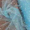1 yarda de tela de malla con brillo y encaje con perlas dispersas, elasticidad bidireccional, 60" de ancho por Lace USA