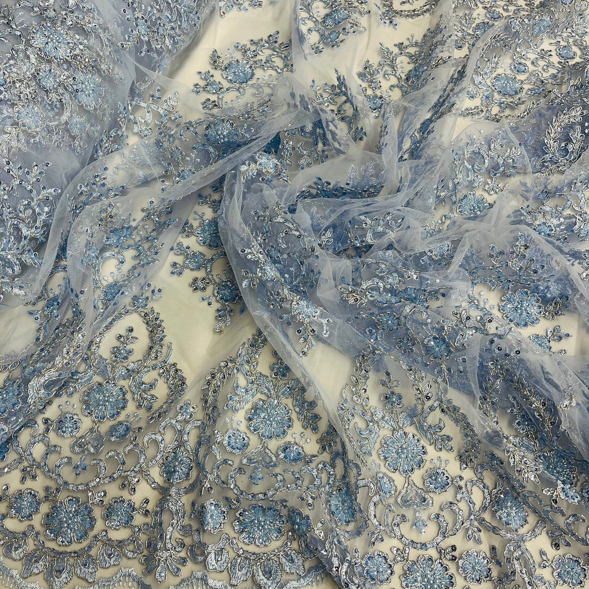 Beaded Corded Bridal Lace Mesh
