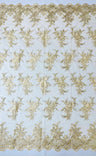 Valentina Embroider Floral Lace Polyester Fabric - Corded Floral Embroidery With Sequins, Mesh Lace, Double Scallop Edge, 50-54" Width (1 Yard)