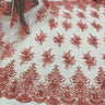 Beaded Lace Fabric on Polyester Net Mesh