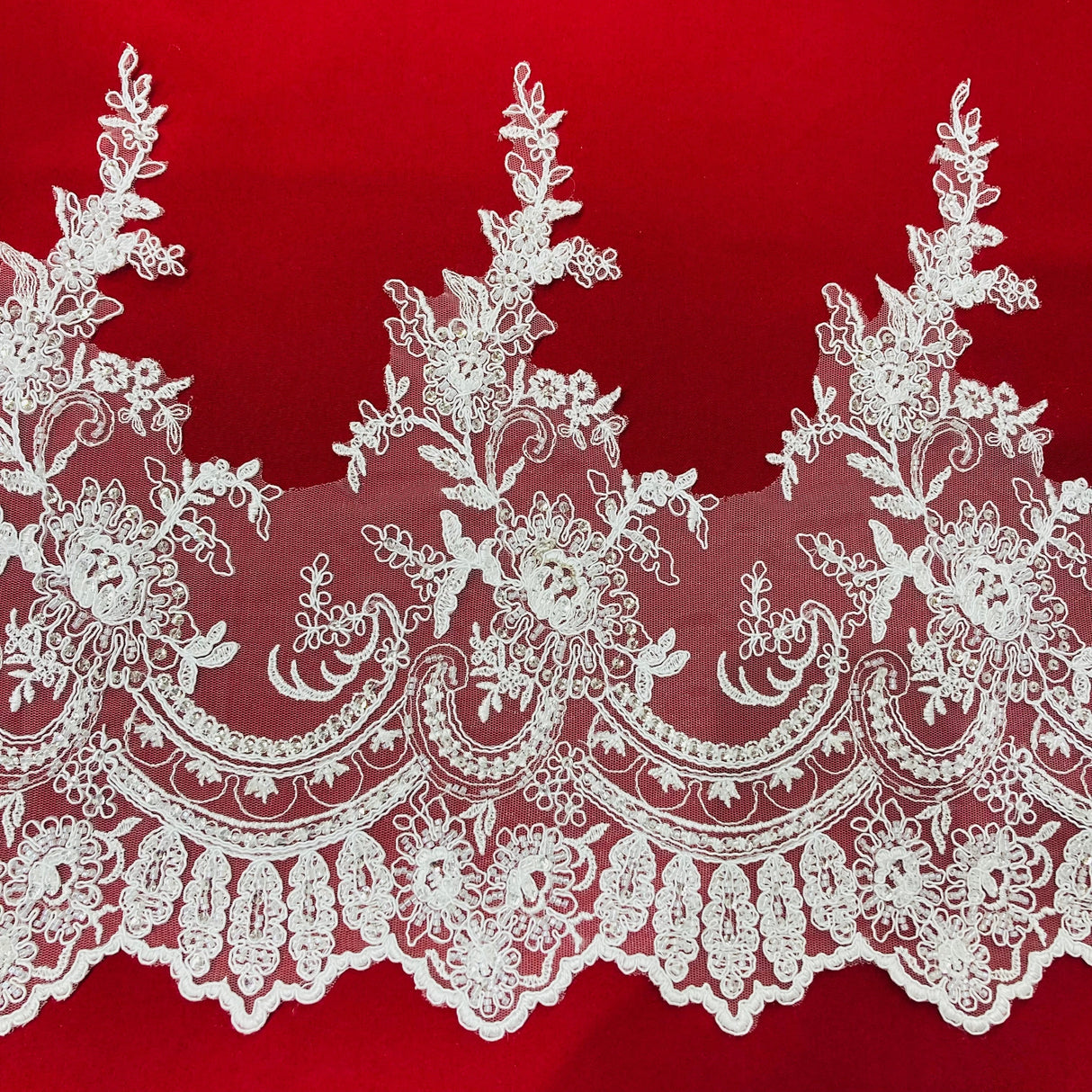 Beaded Corded Lace Trimming 14"