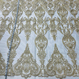 Bridal Lace Fabric Corded Embroidered 54" White Ivory Gold Silver