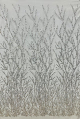 Beaded Sequined Lace Fabric on Polyester Net Mesh