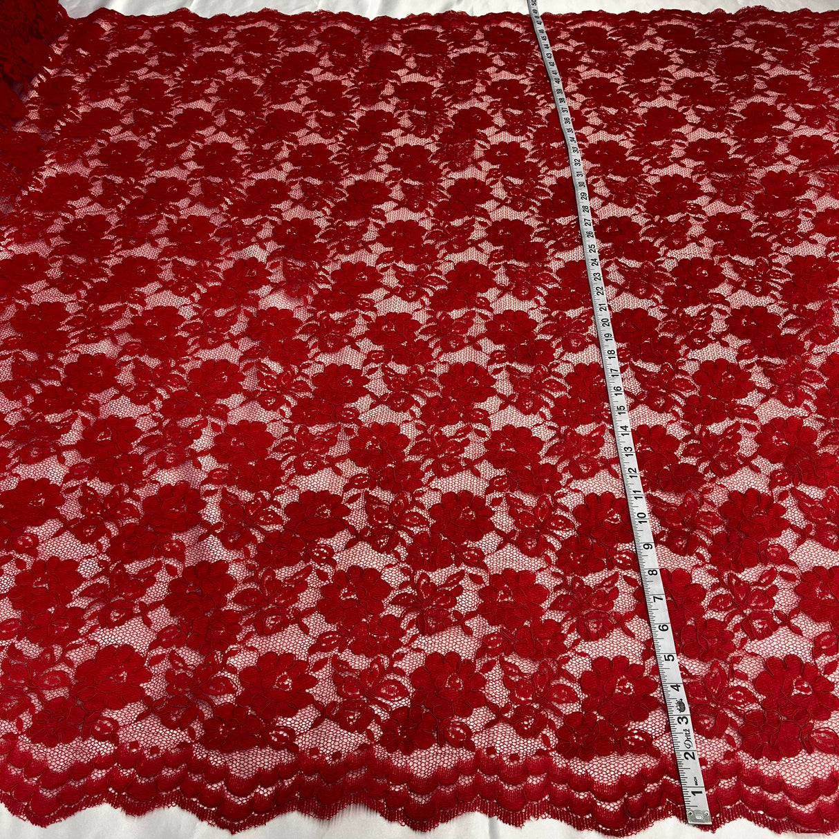 Corded Bridal Lace Fabric on Polyester Net Mesh