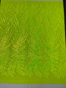 Phoenix Sequin Feather Polyester Fabric - Iridescent Flame Design, 54" Width (1 Yard)