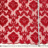Beaded Lace Fabric on Polyester Net Mesh 56"
