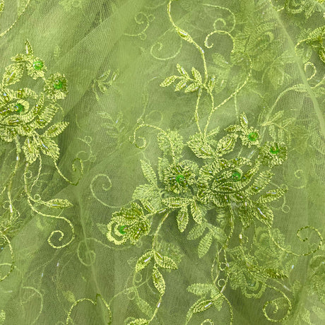 Beaded Lace Fabric Embroidered Mesh