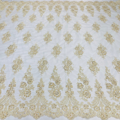 Beaded Corded Lace Fabric 52" Wide