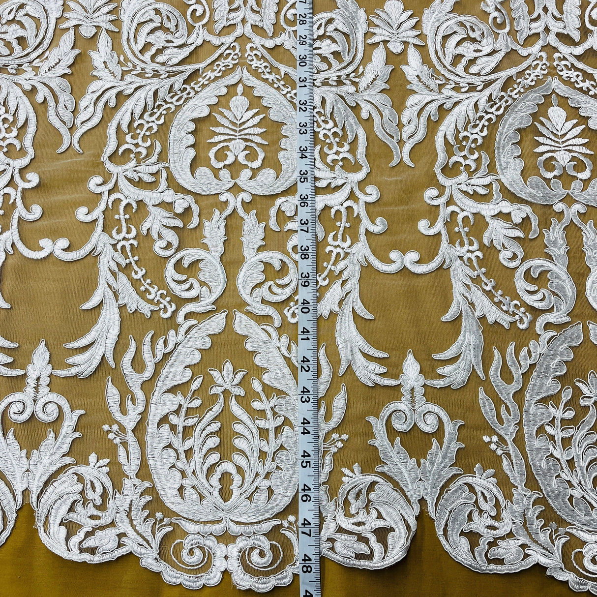 Bridal Lace Fabric Corded Embroidered 48"