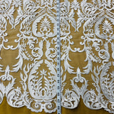 Bridal Lace Fabric Corded Embroidered 48"