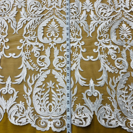 Bridal Lace Fabric Corded Embroidered 48"