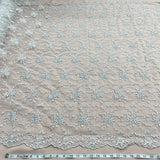 1 Yard - Corded Bridal Lace Fabric Embroidered on 100% Polyester Net Mesh - Ivory - 52"