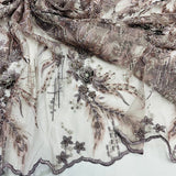 1 Yard Beaded Rhinestone 3D Floral Lace Fabric Embroidered 100 Percent Polyester Net Mesh 50 inch Width