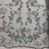 Beaded Lace Fabric - Embroidered On 100 Percent Polyester Net Mesh, Lt. Sage/Dark Sage, 54" Width (1 Yard)