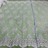 Beaded Corded Lace Fabric on Polyester Net Mesh