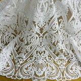 1 Yard 54" Wide Corded Bridal Lace Fabric Embroidered on 100% Polyester Net Mesh