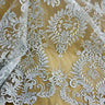 1 Yard Elegant Corded Embroidered Bridal Lace Fabric for Occasion White