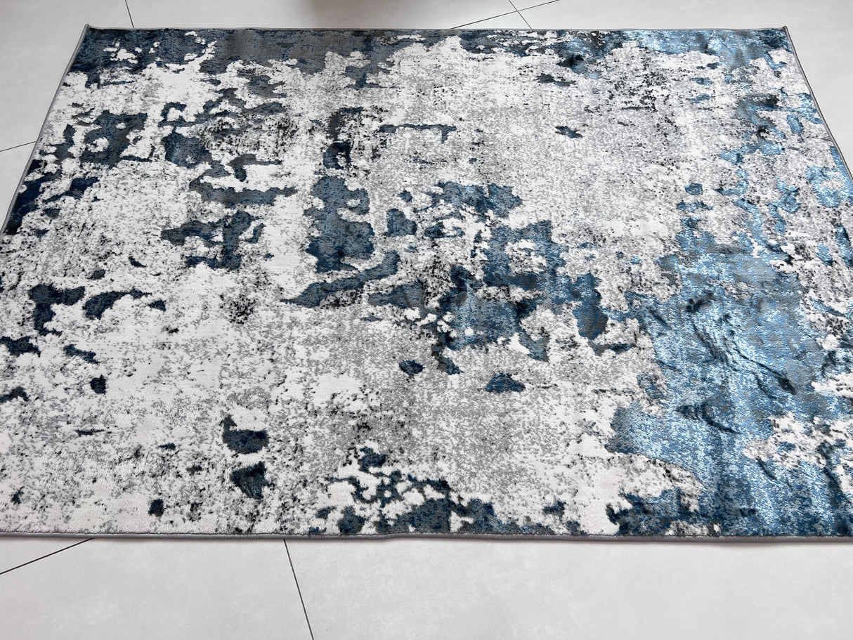 Tess 912 Blue Polypropylene Area Rug - Blue, TES912 Blue, Machine Made, Made In Turkey (5' 3" X 7' 4")