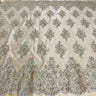 Beaded Corded Lace Fabric Metallic Scallops
