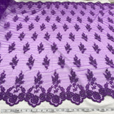 Beaded Corded Lace Fabric on Polyester Net Mesh