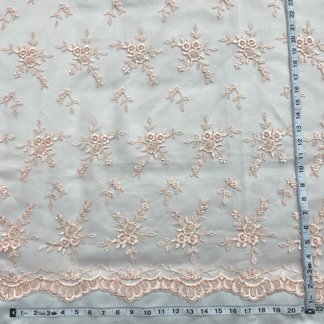 Beaded Lace Fabric on Polyester Net Mesh