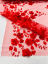 Orquidia 3D Floral Design Embroidered With Pearls Lace Fabric - 3D Floral Mesh Lace, 54" Width (1 Yard)