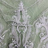 1 Yard Beaded Lace Fabric Embroidered With Fuzzy Thread on 100% Polyester Net Mesh