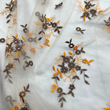 Beaded Lace Fabric Embroidered On 100 Percent Polyester Net Mesh - Yellow, Lilac, Brown/Orange, 54" Width (1 Yard)