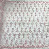 1 Yard Corded Bridal Lace Fabric Embroidered 100 Percent Polyester Net Mesh 54 inch Width