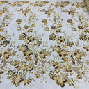 Beaded Sequined Lace Fabric Ivory
