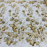 Beaded Sequined Lace Fabric Ivory