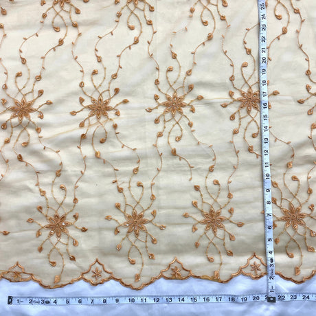 Beaded Lace Fabric on Polyester Net Mesh