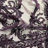 Beaded Lace Fabric on Polyester Net Mesh 54"