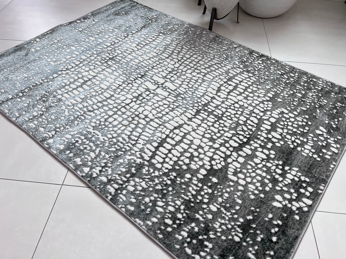 Tess 908 Gray Polypropylene Area Rug - Gray, Soft Backing, Power-Loomed, Stain And Fade Resistant (5' 3" X 7' 4")