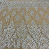 Beaded Sequined Lace Fabric Ivory
