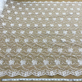 Corded Bridal Lace Fabric Ivory Mesh