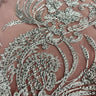 1 Yard - Corded & Sequined Bridal Lace Fabric Embroidered on 100% Polyester Net Mesh - 54"