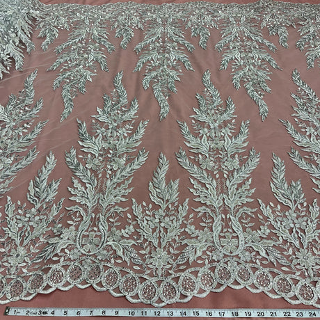 Beaded Corded Embroidered Lace Fabric 51" Wide
