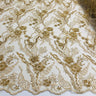 1 Yard Silver Beaded Lace Fabric Embroidered on Polyester Net Mesh for Couture Sewing 50 Inch Width