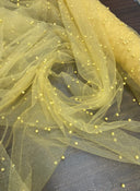 Glitter Mesh Fabric with Scattered Pearls