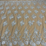 Beaded 3D Floral Lace Fabric 52" Wide